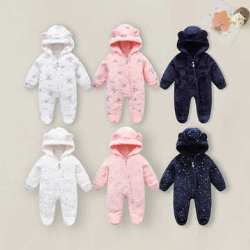 Newborn Flannel Romper – Warm Cartoon Jumpsuit