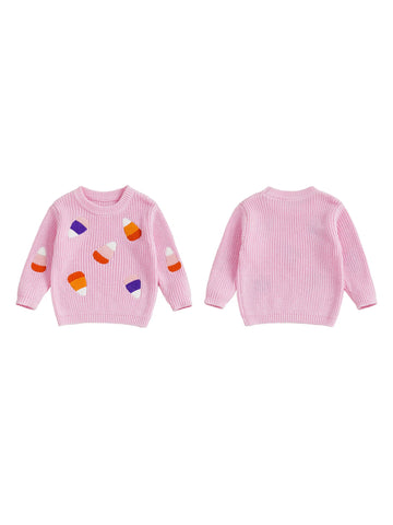 Infant Halloween Sweater – Pumpkin Embroidered Knit Pullover