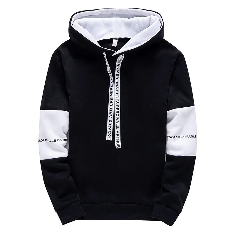 Men’s Letter Print Hip Hop Pullover Hoodie