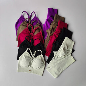 Seamless V-Neck Bra & Leggings Yoga Set – Quick Dry Fitness Wear