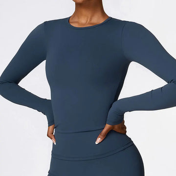 Women’s Long Sleeve Yoga Top – Quick Dry Crop Sport Shirt