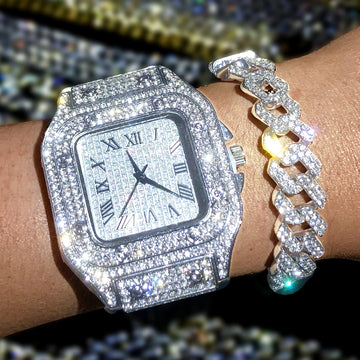 Luxury Moissanite Iced Out Unisex Diamond Watch – Stainless Steel Hip Hop Bust Down