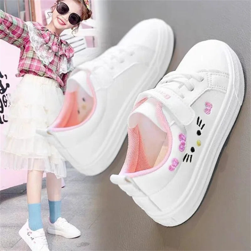 Kids White Casual Sneakers – Low Top Spring Shoes