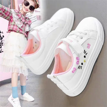 Kids White Casual Sneakers – Low Top Spring Shoes