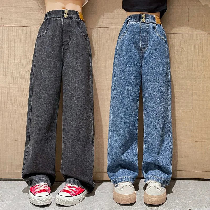 Girls Wide Leg Jeans – Casual Straight Pants