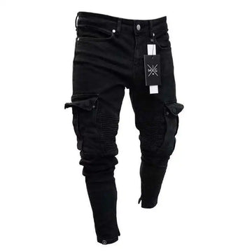 Men’s Plus Size Multi-Pocket Cargo Jeans