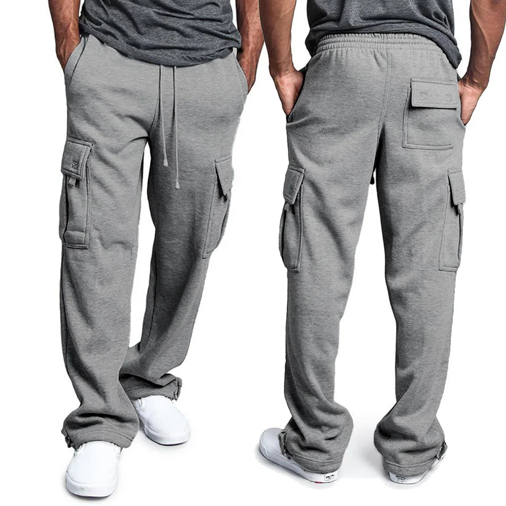 Men's Straight Fit Sweatpants – Oversized Joggers with Multi Pockets