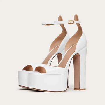 Arden Furtado Summer 2025 White Platform Chunky Heels