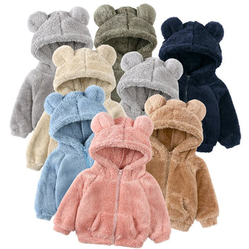 Baby Fluffy Zipper Hooded Sweatshirt