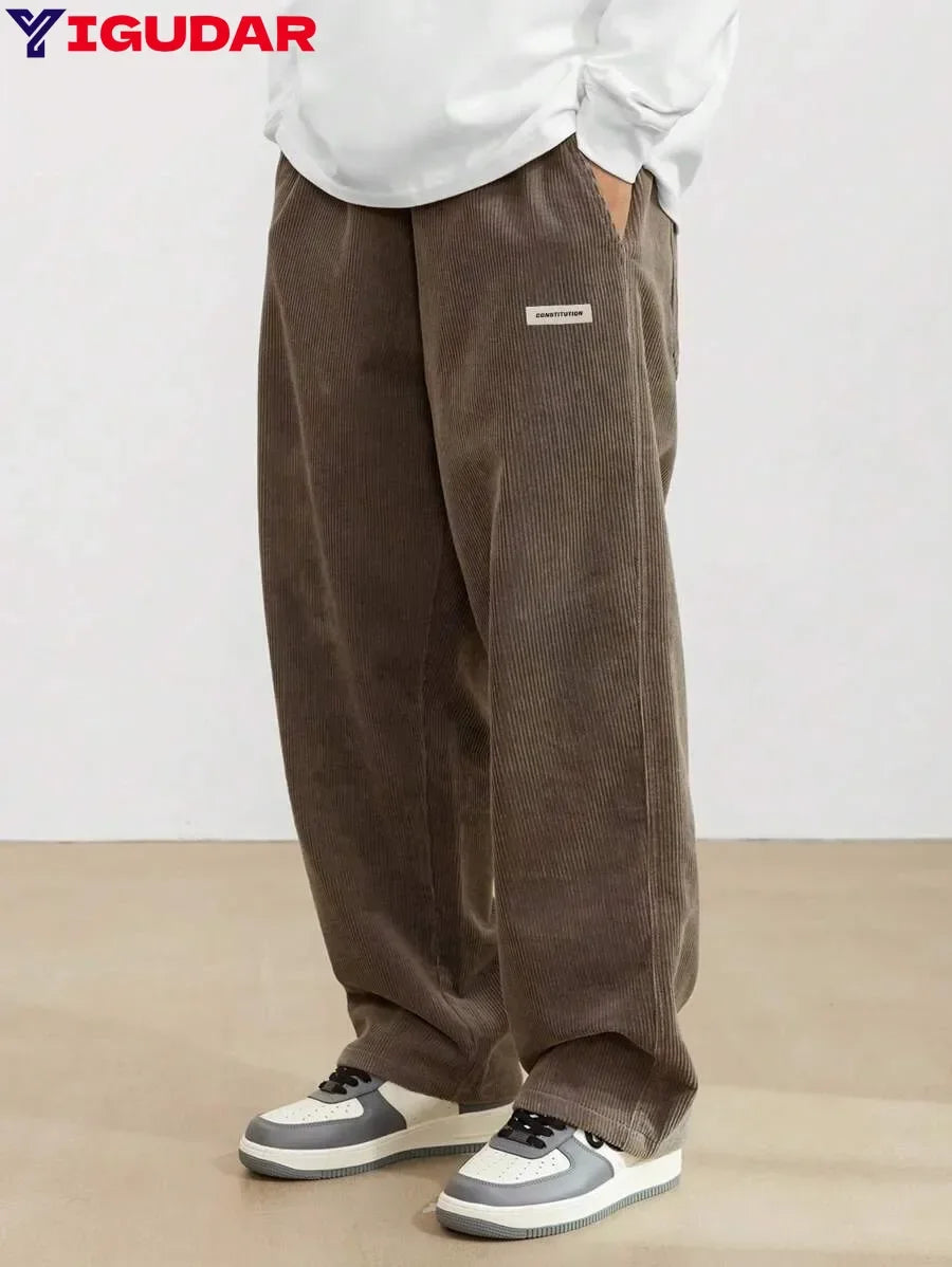 Men’s Corduroy Loose-Fit Pants – Casual Cargo Style