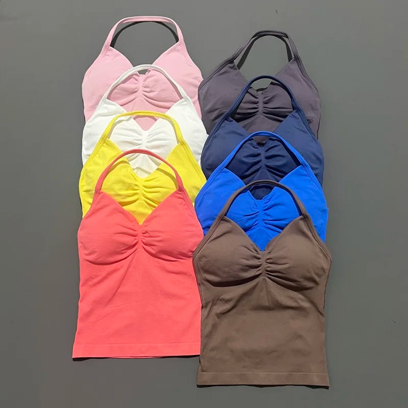 Impact Longline Strappy Yoga Sports Bra – Breathable Workout Crop Top