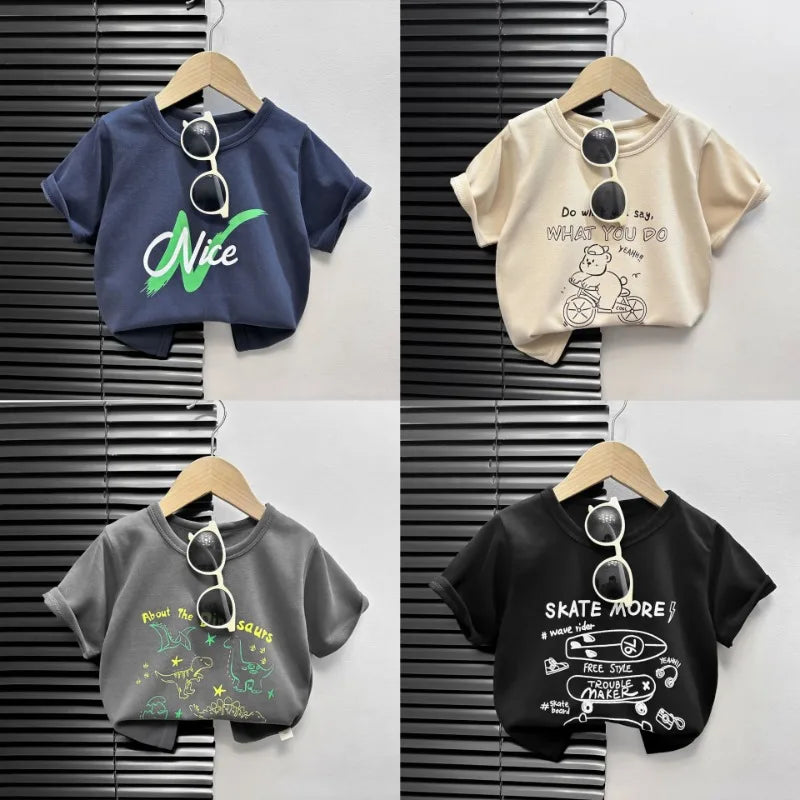 Baby Cartoon Cotton T-Shirt – Summer Short Sleeve Top for Boys & Girls