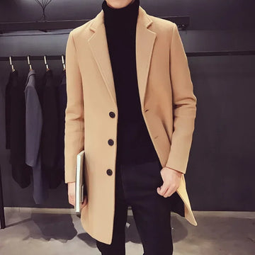 Men’s Long Cotton Coat Autumn Winter