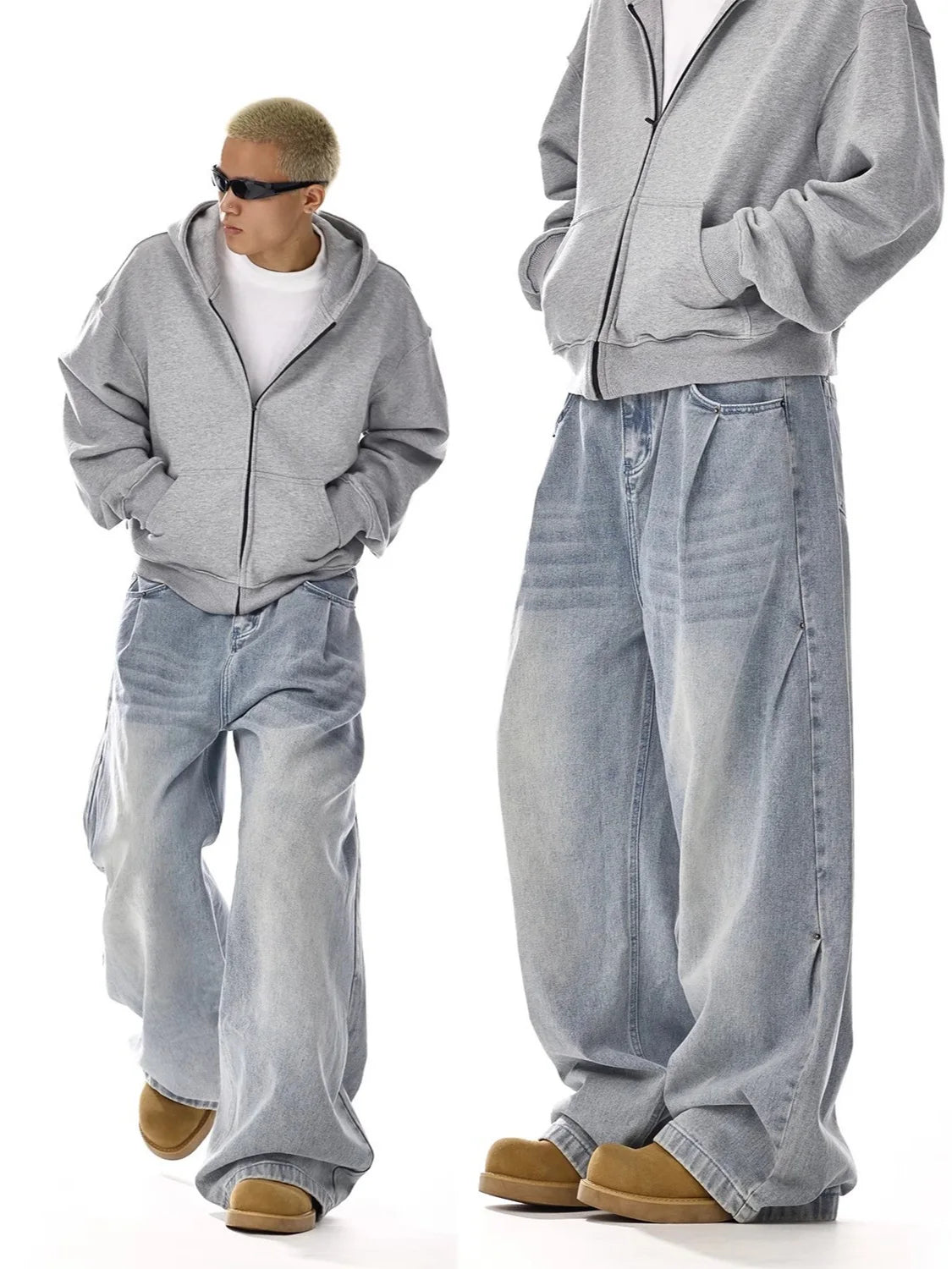 Y2K Men’s Baggy Wide-Leg Denim Streetwear Jeans