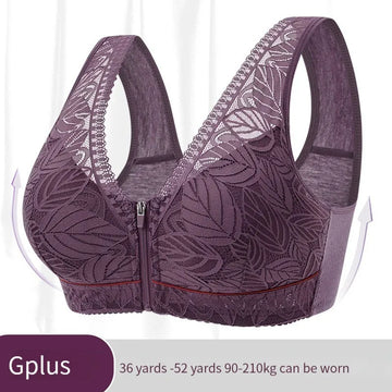 Women’s Front Zipper Sports Yoga Bra – S-6XL Breathable Cotton Cup