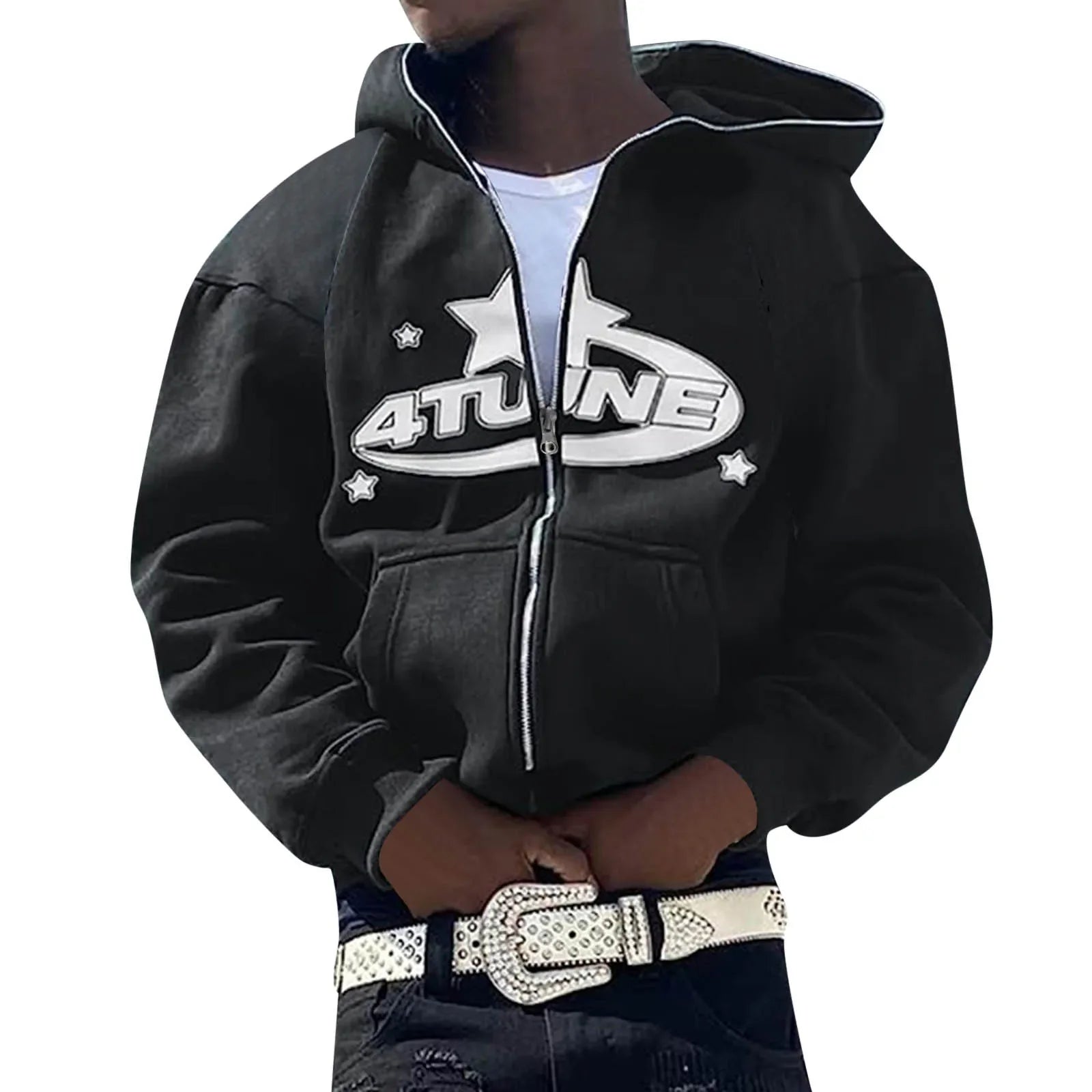 Men's Zip Up Hoodie – Letter Print Streetwear Cardigan Sweatshirt