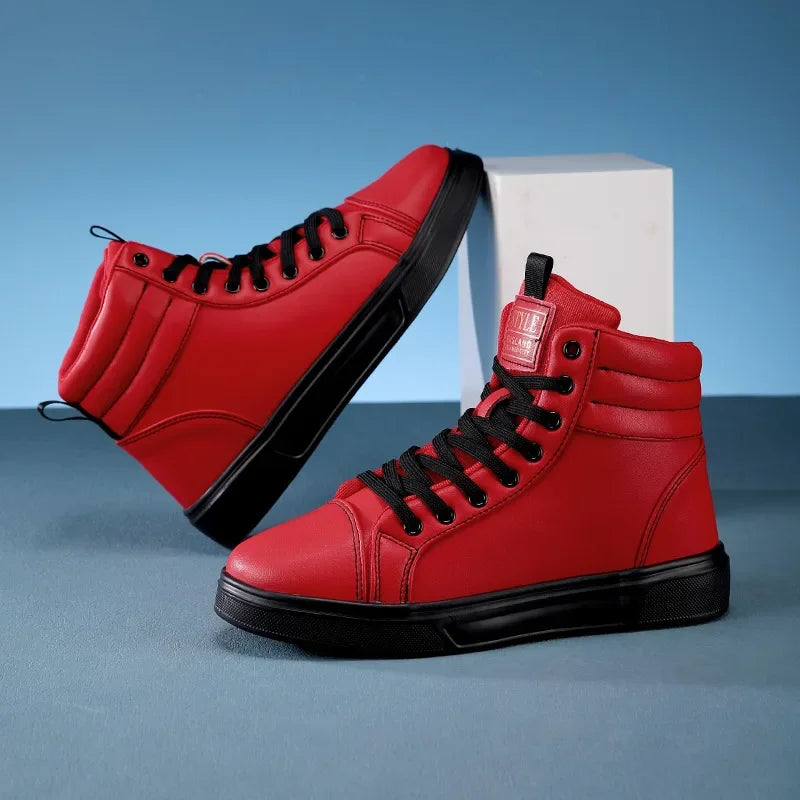 Unisex Red High Top Sneakers Leather Skate Shoes 2025