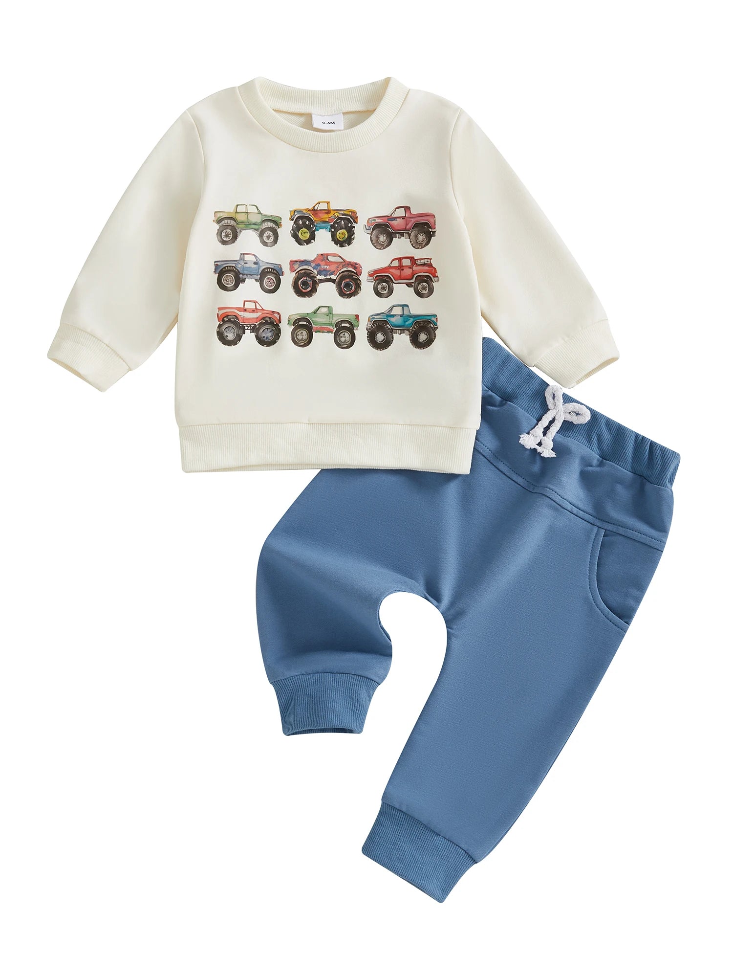Toddler Boys Car Print Outfit – 2-Piece Pullover & Jogger Pants Set