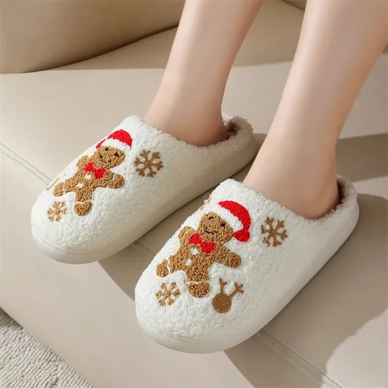 Christmas Plush Slippers – Unisex Winter Indoor Home Slides for Women & Men, Soft Warm Bedroom Shoes