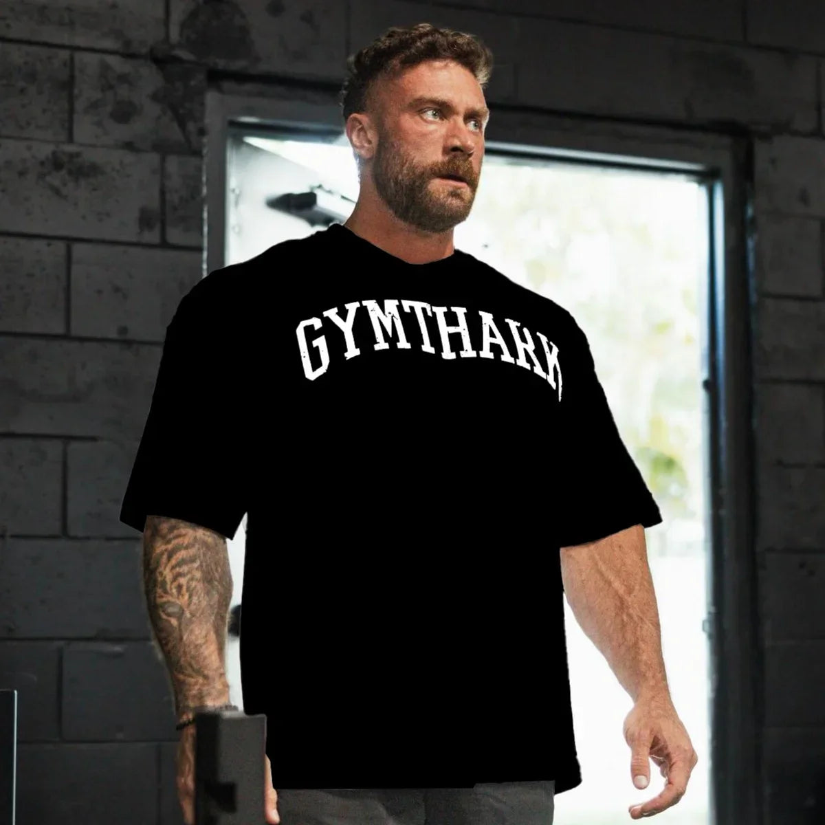 Unisex Oversized Black Gym T-Shirt – 2025 DTG Print Streetwear