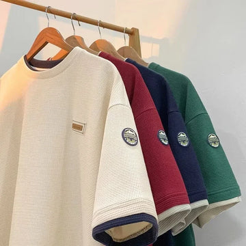 Men’s Summer Waffle Vintage Y2K Streetwear T-Shirt
