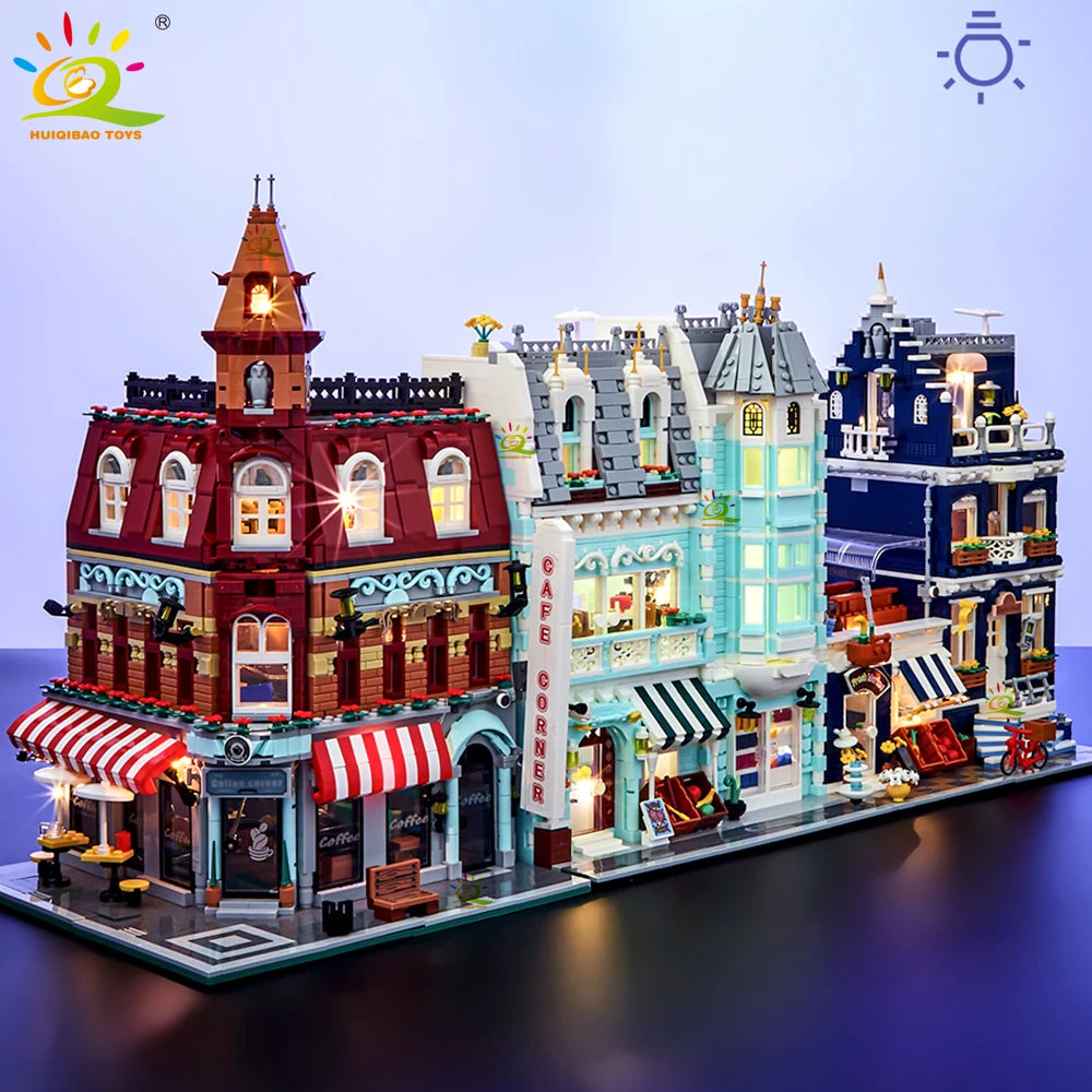 Coffee Shop Building Blocks – City Corner Street View Architecture Set