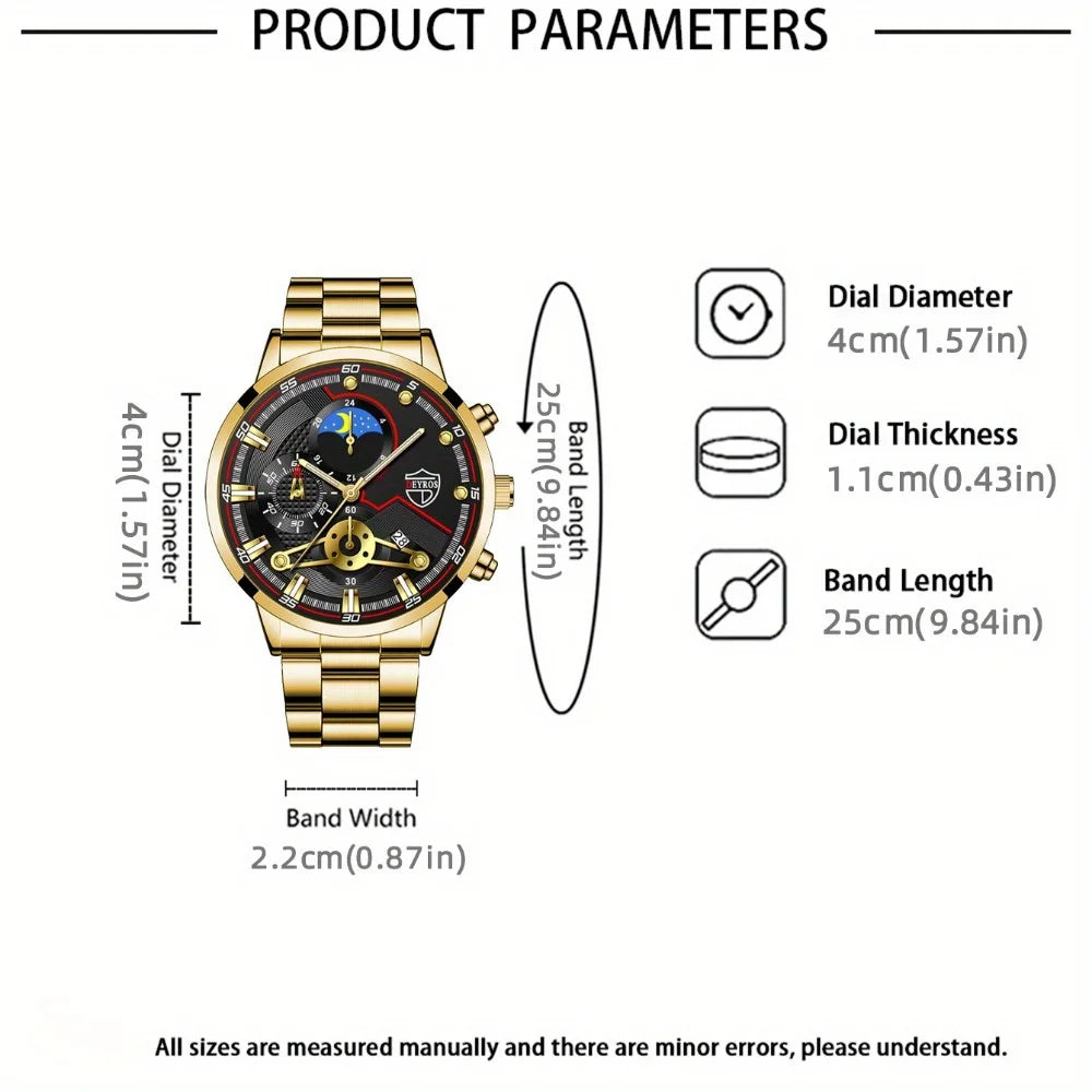 10-Piece Men’s Alloy Strap Quartz Wrist Watch Set – Fashion & Casual Outdoor Style