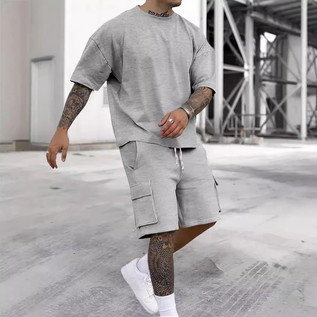 Men’s Summer T-Shirt and Utility Shorts Set