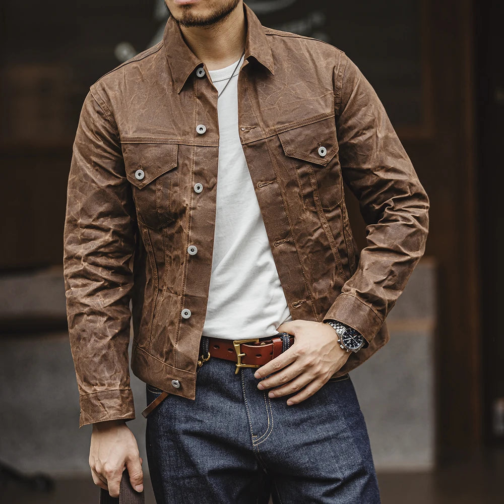 Maden Amekaji Retro Oil Waxed Jacket Men’s Canvas Cotton