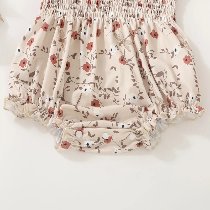 Infant Summer Jumpsuit – Sleeveless Floral Romper with Tie Straps