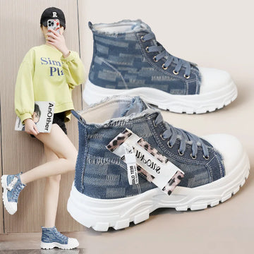 Women Sneakers New Canvas High Top Denim Shoes