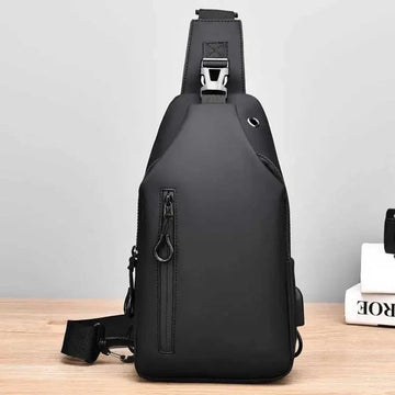 Men’s Nylon Chest Bag with USB Charging – Crossbody Shoulder Bag