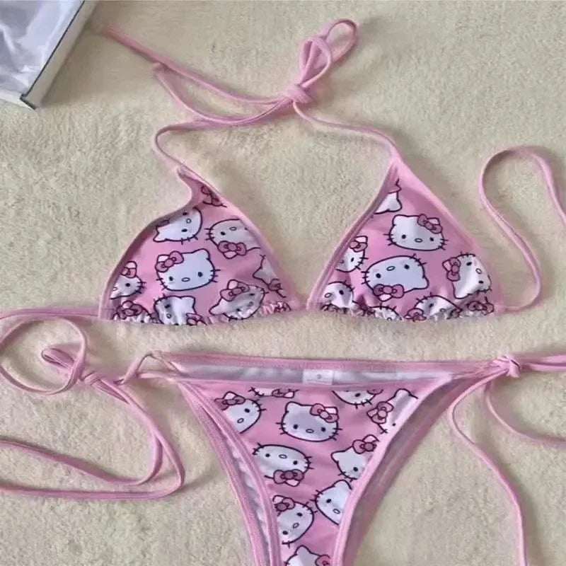 Women’s Kawaii Y2K Bikini Set – Cartoon Print Swimwear