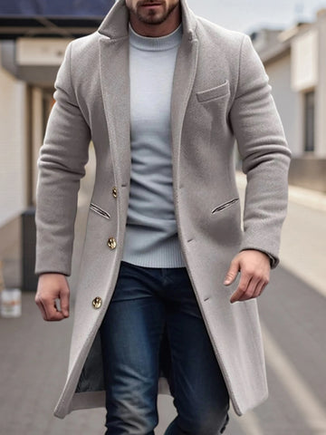 Men’s Classic Pea Coat – Wool Blend Winter Lapel Jacket