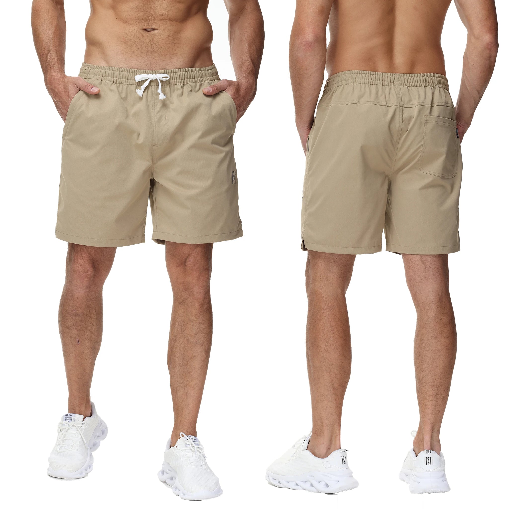 Men’s Casual Jogging Cargo Shorts Sport Twill Stretch with Zipper Pockets