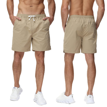 Men’s Casual Jogging Cargo Shorts Sport Twill Stretch with Zipper Pockets