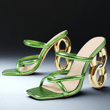 Women’s Summer High Heel Sandals – Slip-On Open-Toe Shoes
