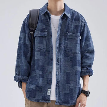 Men’s Washed Denim Spliced Jacket