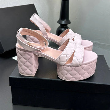 Women’s Genuine Leather Sandals – High Heel Roman Style