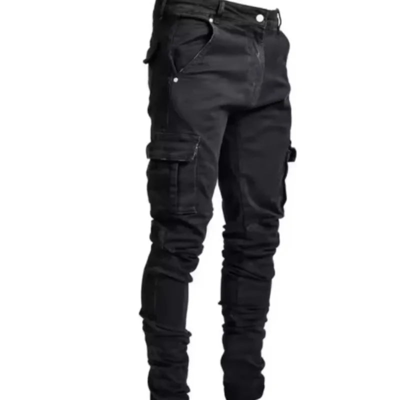 Men's Denim Work Pants – 2025 Street Style Multi Pocket Jeans