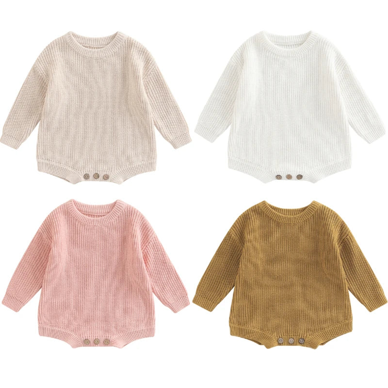 Newborn Knit Sweater Romper – Autumn/Winter Outfit