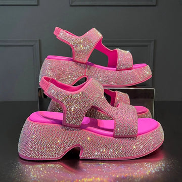 Women’s Luxury Rhinestone Thick-Soled Sandals