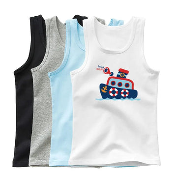Baby Boy Boat Print Tank Top – Cotton Sleeveless Summer Vest for Kids