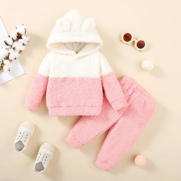 Baby Girl Warm Outfit – Hoodie & Pants Set