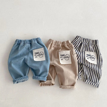 Boys Striped Cotton Pants – Casual Jeans Style