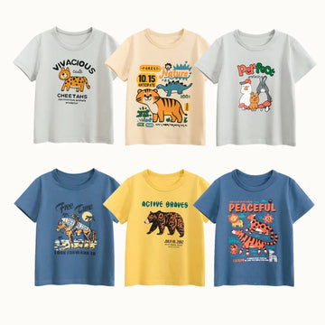 Children’s Cartoon T-Shirt – Cute Tiger, Dinosaur & Bear Cotton Top