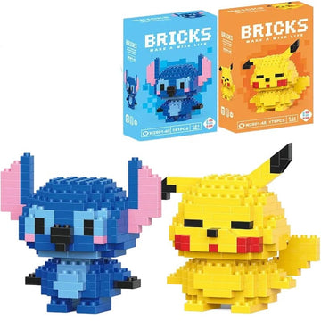 Disney Lilo & Stitch / Pikachu Building Blocks – Anime Character Model Toy for Kids