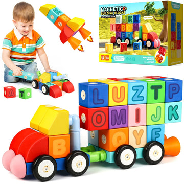 Foam Magnetic Building Blocks – 52PCS Alphabet Truck Learning Toy