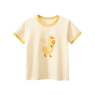 Girls Duck Print Summer T-Shirt – Cotton Short Sleeve Tee for Toddlers & Kids