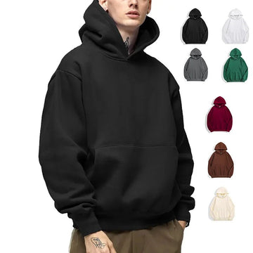 Heavy Weight Men's Hoodies 500GSM – Autumn Winter Thick Cotton Sweatshirt